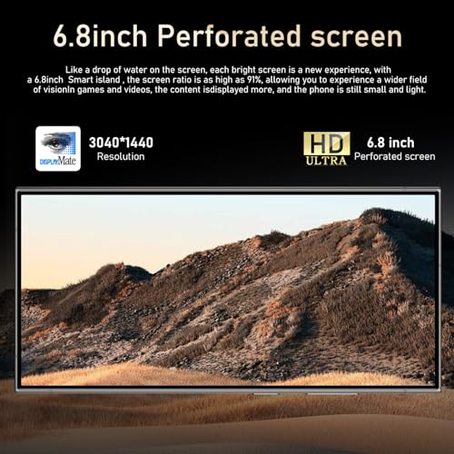 Black 6.8" HD Screen Unlocked Smartphone 6+256GB Android13 with 128G Memory Card U502