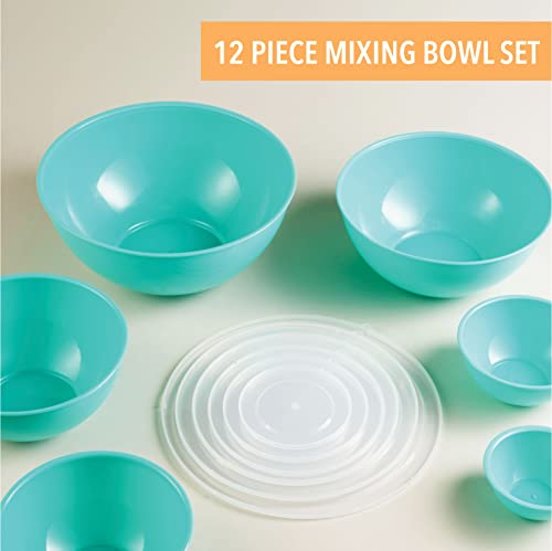 12 Piece Plastic Mixing Bowls with Airtight Lids Set G138304