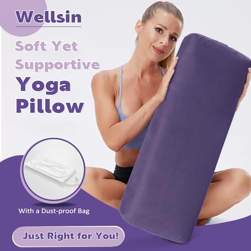 Rectangular Yoga Bolster Pillow with Washable Suede Cover, 27"X10"X5.5" G92921