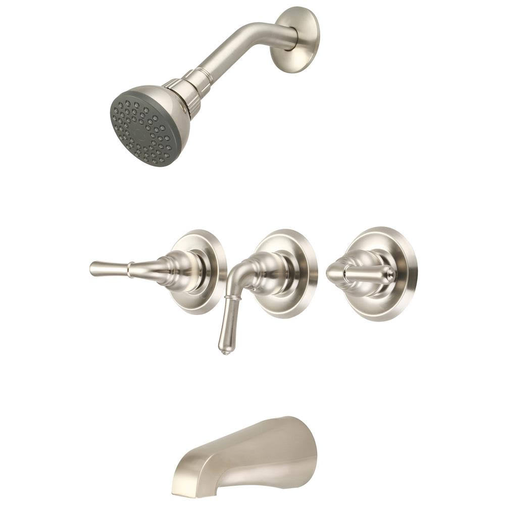 3-Handle Tub and Shower Faucet in Brushed Nickel G8664