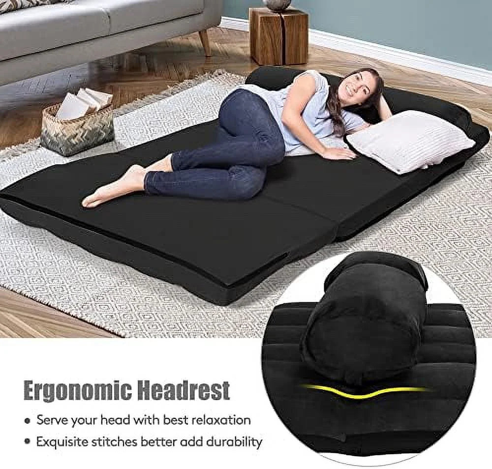 Foldable Floor Sofa with 2 Pillows & Suede Cloth Cover K980