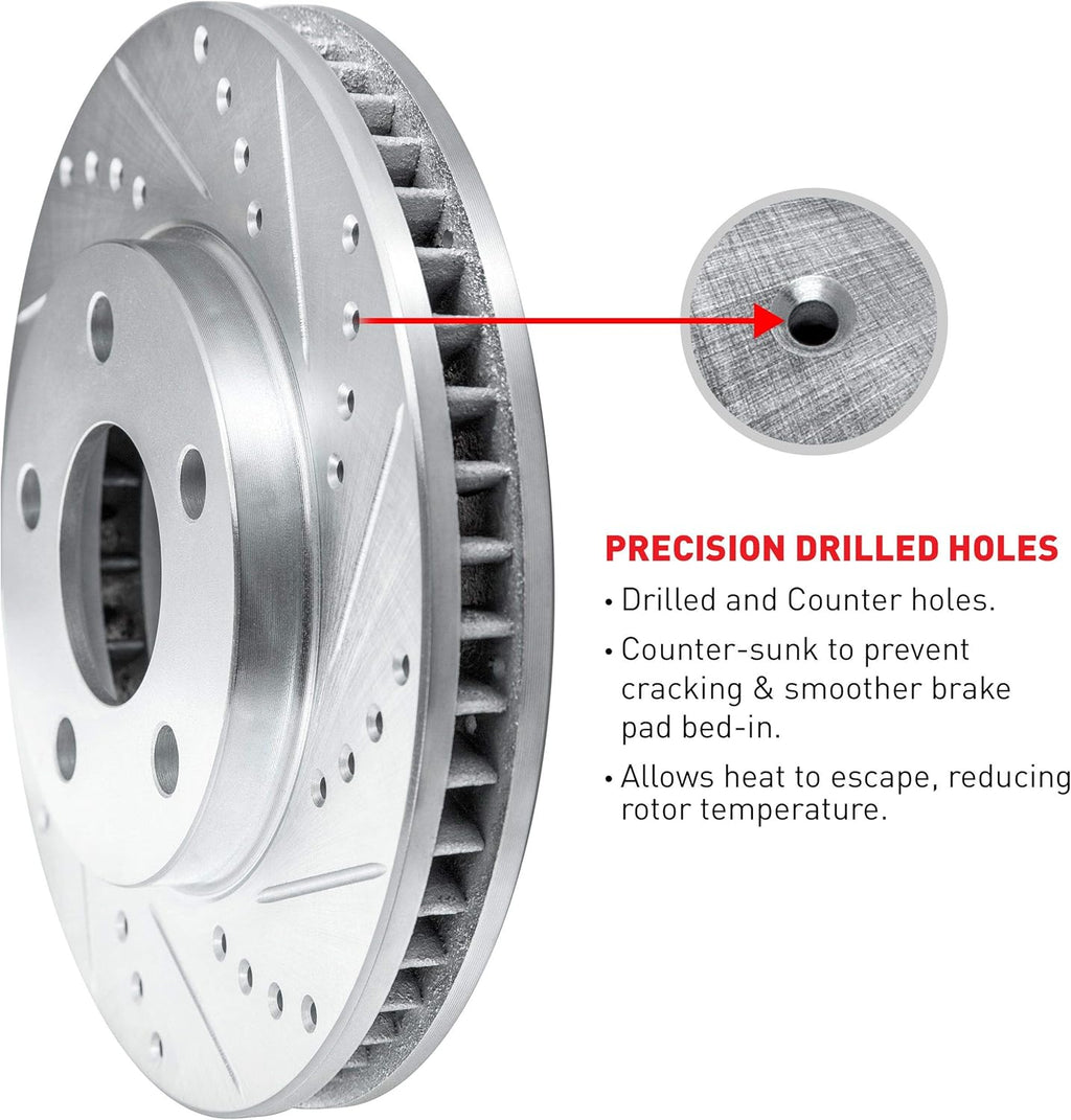 Drilled Slotted Brake Rotors Kit & Semi Met Brake Pads H402782