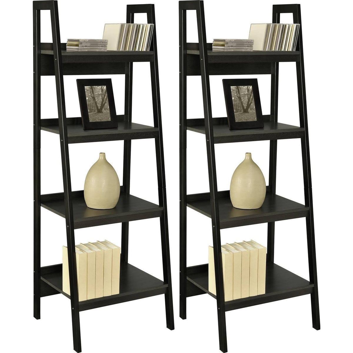 4-Shelf Ladder Bookcase Bundle (Set of 2) - Grey X781