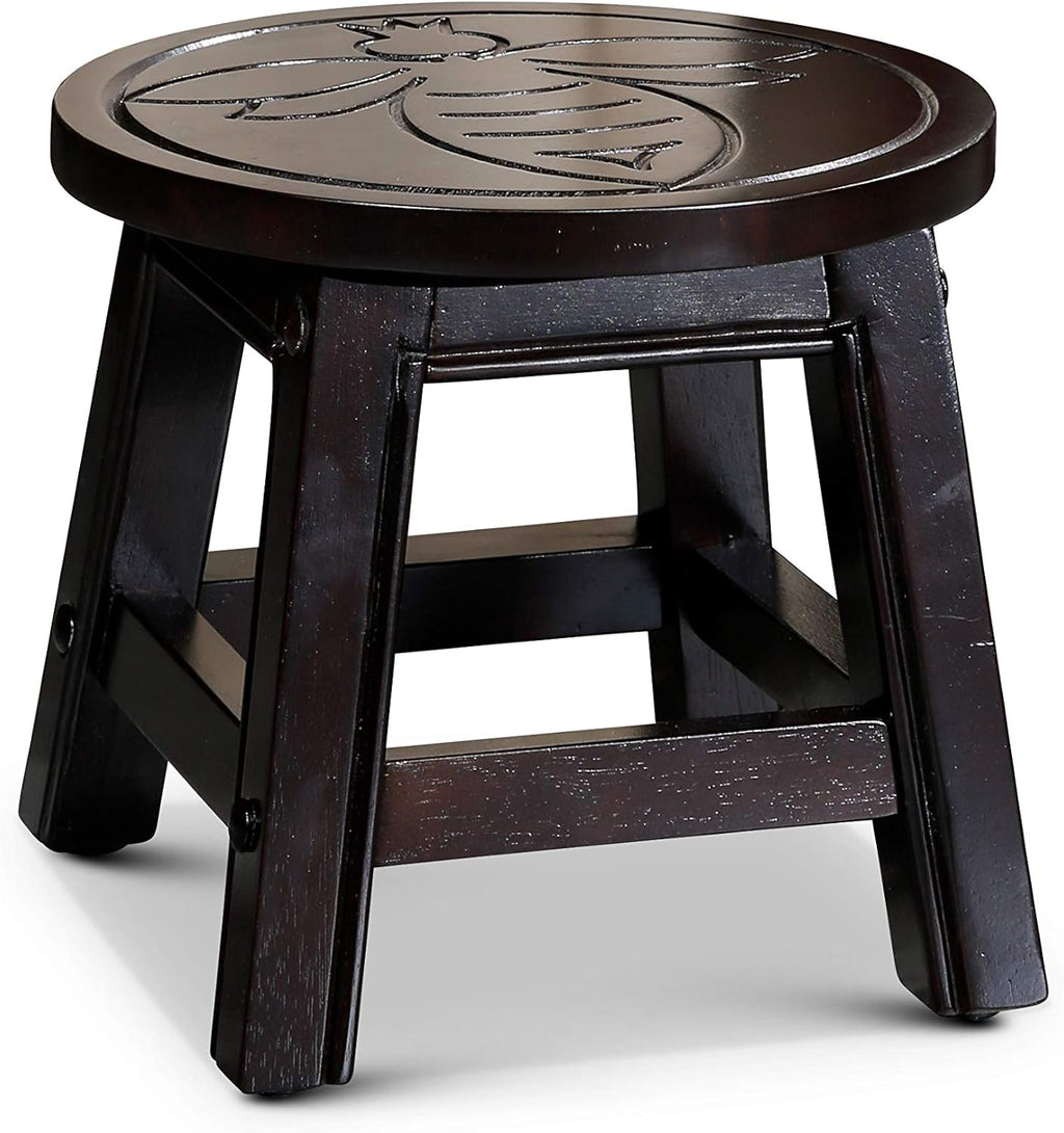 Natural Carved Wooden Step Stool W84230