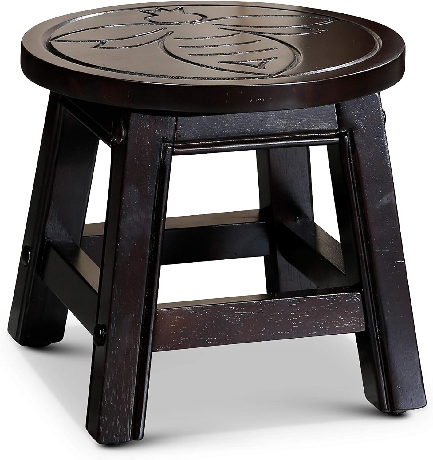 Natural Carved Wooden Step Stool W84230