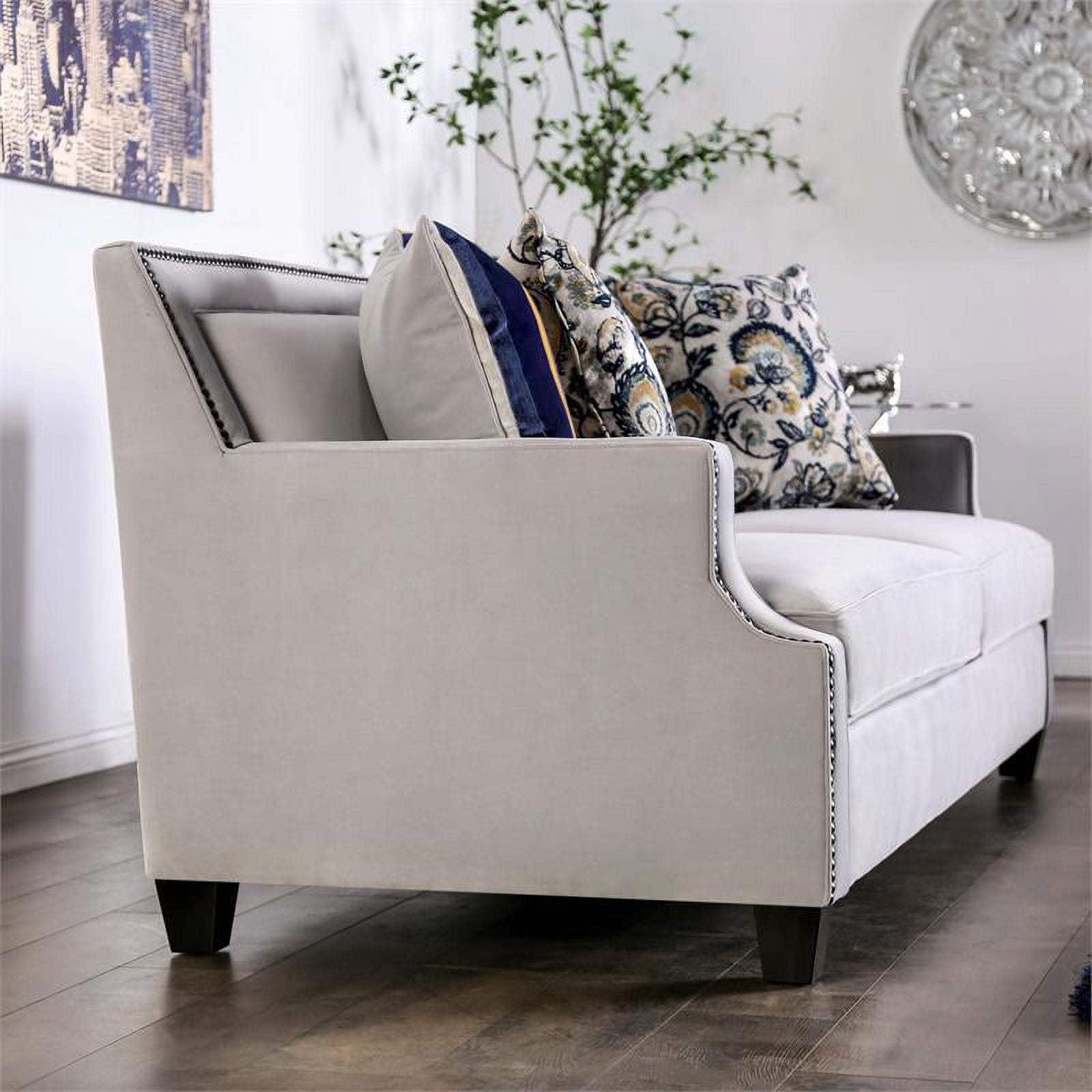 Light Gray 2-Piece Fabric Sofa Set S583