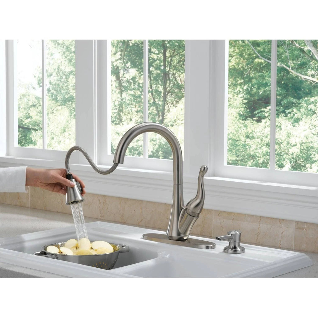 Single Handle Pull-Down Kitchen Faucet with Soap Dispenser Chrome R372