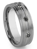 Titanium Tungsten Carbide Black Diamond Comfort Fit Mens Wedding Band Ring Sz 10.0 I2131
