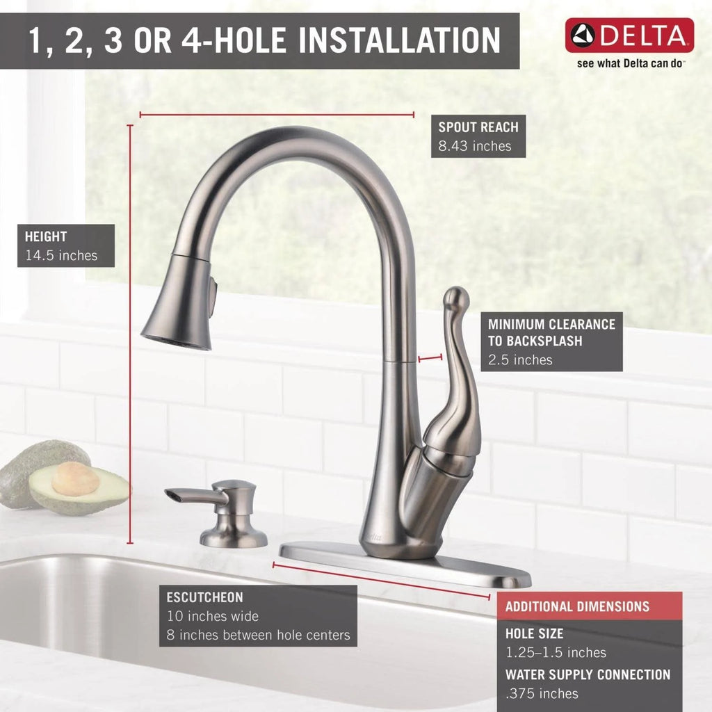 Single Handle Pull-Down Kitchen Faucet with Soap Dispenser Chrome R372