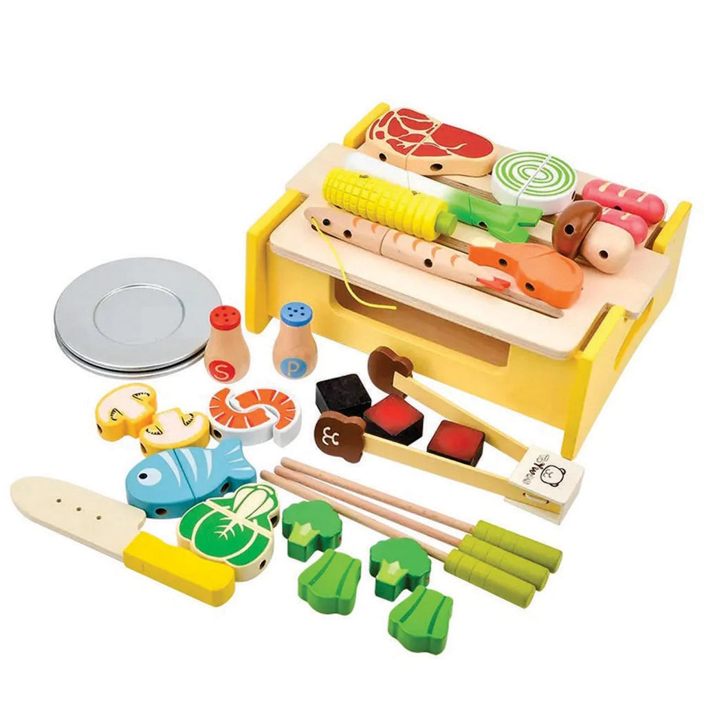 Wooden Grill BBQ Food Set Pretend Play Toy A63495