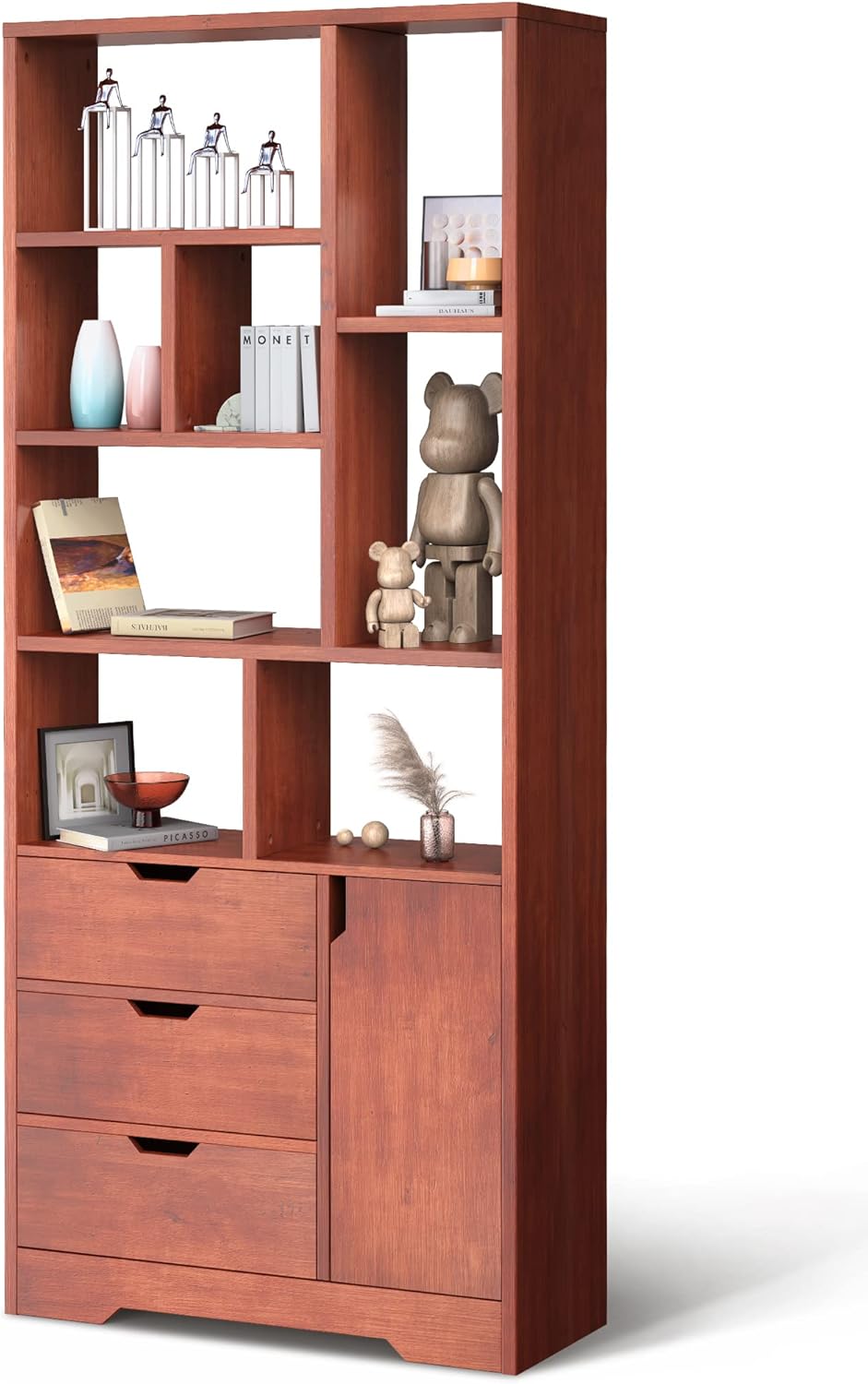 Brown 4 Tier Bookcase with Doors and Drawers R47966