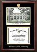 Gold Embossed Diploma Frame with Campus Images Lithograph N480147