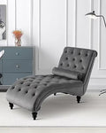 Modern Velvet Chaise Lounge Chair with Toss Pillow S2447