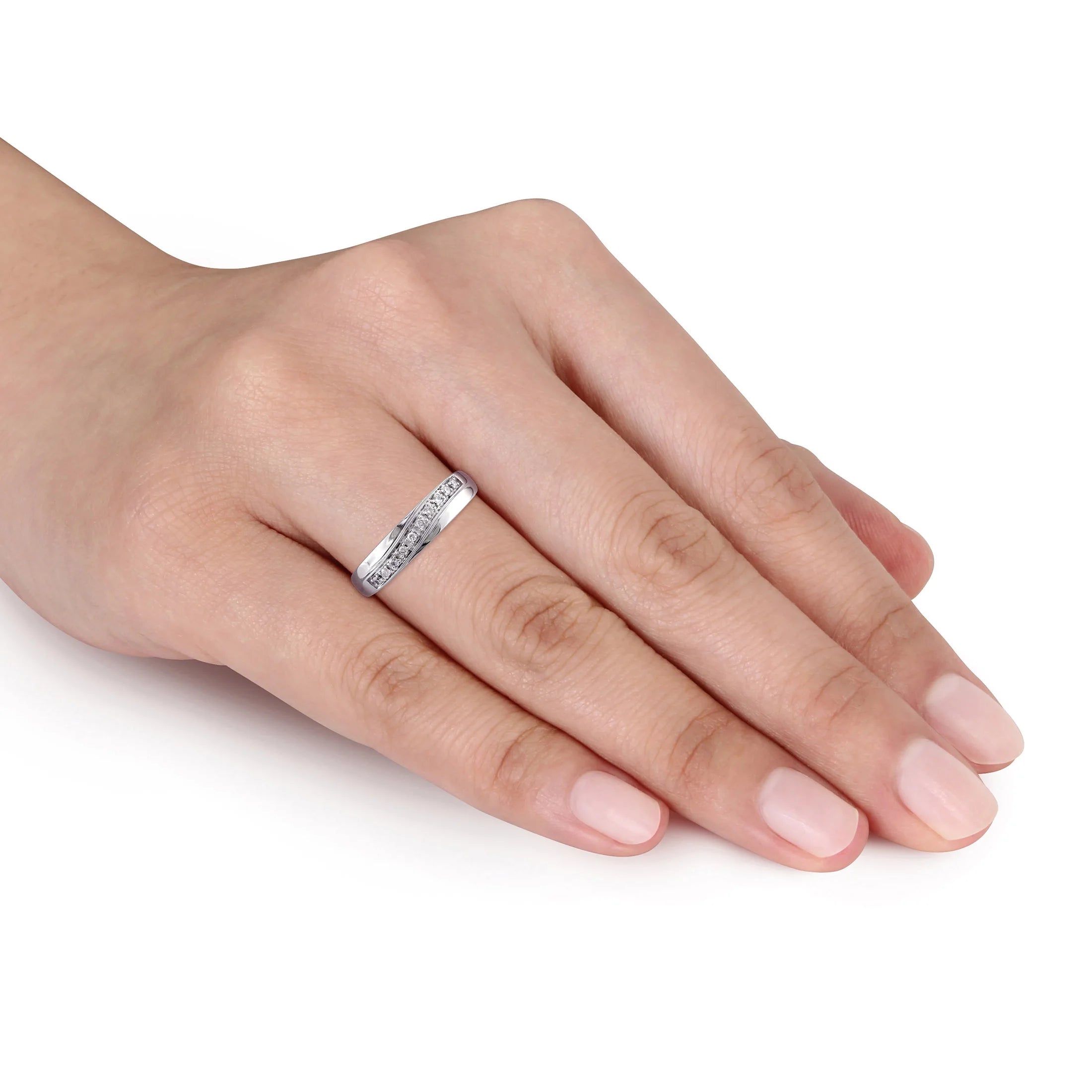 10kt White Gold Diamond Crossover Band P272369