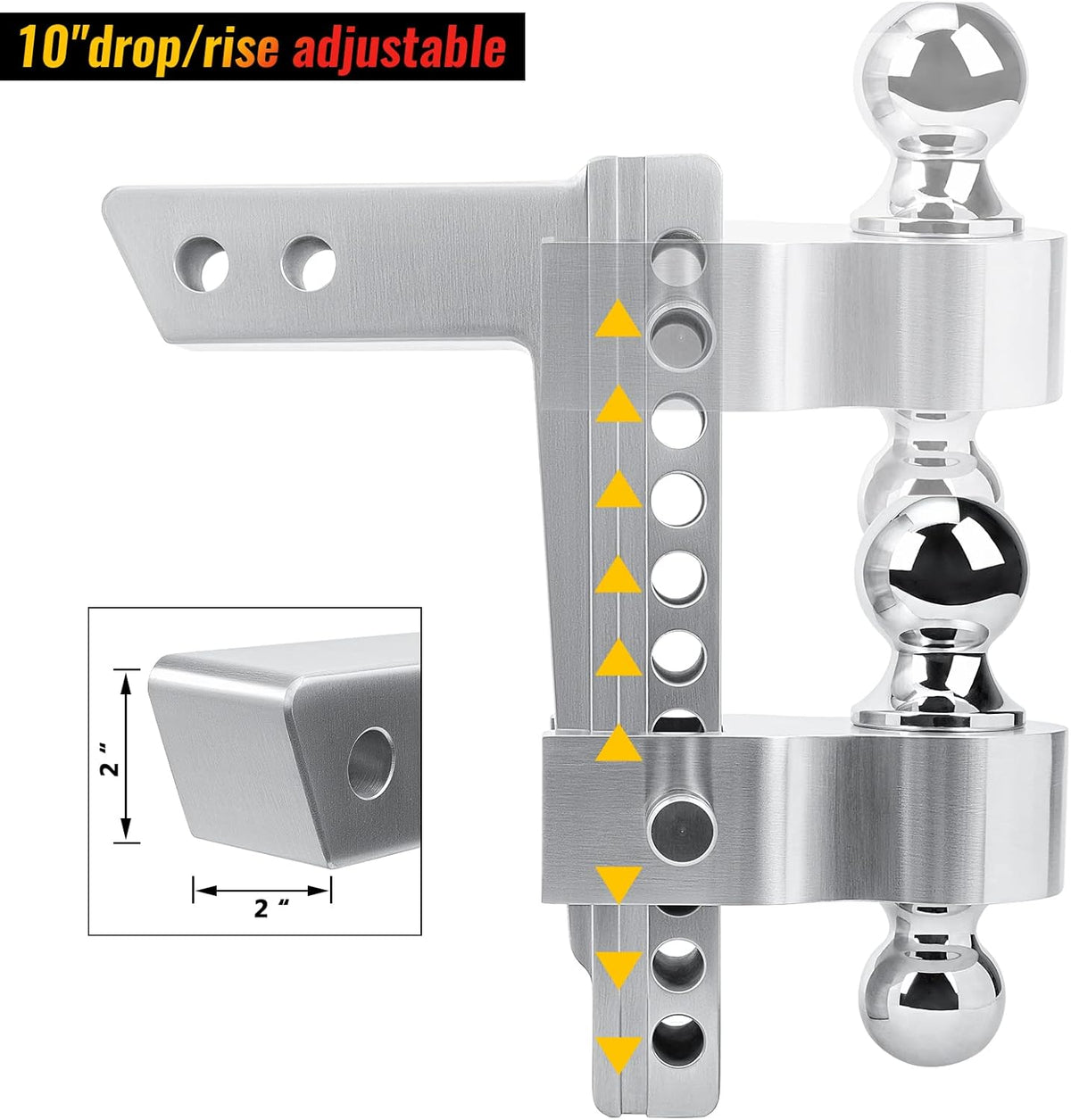 Adjustable Trailer Hitch Ball Mount, 2-Inch Receiver, 6-Inch Drop, 6-Inch Rise, Dual Towing Balls with Double Pin Key Locks Y359232