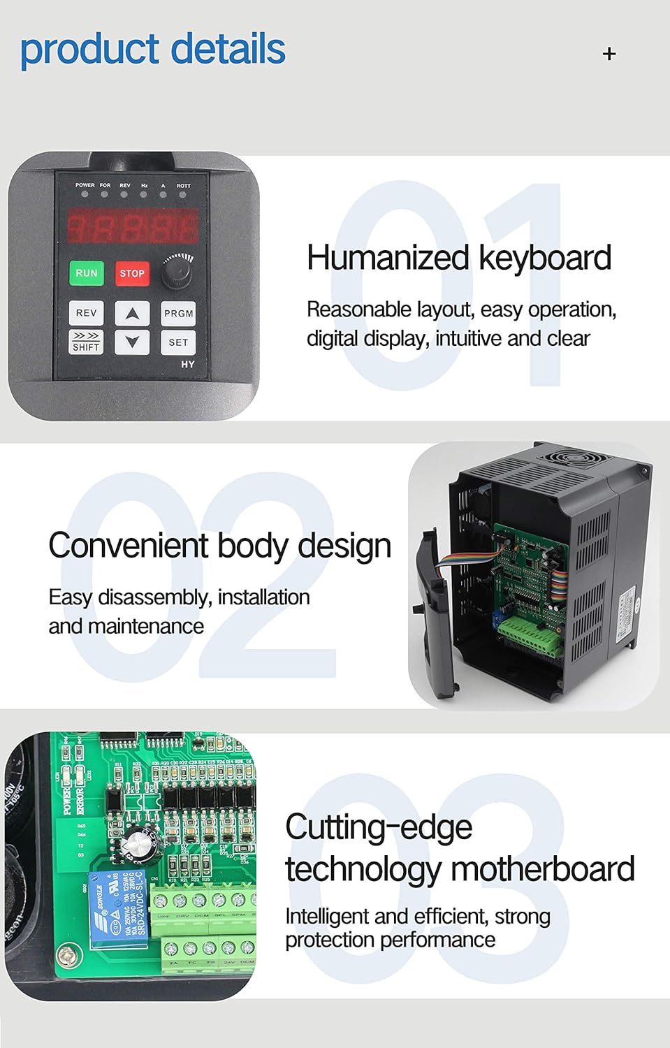 2.2KW 220V VFD Drive Inverter Frequency Converter Single Phase Input 3 Phase Output O8849