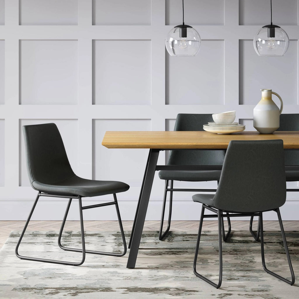 Faux Leather and Metal Dining Chair - Gray - 2 Pack R4669