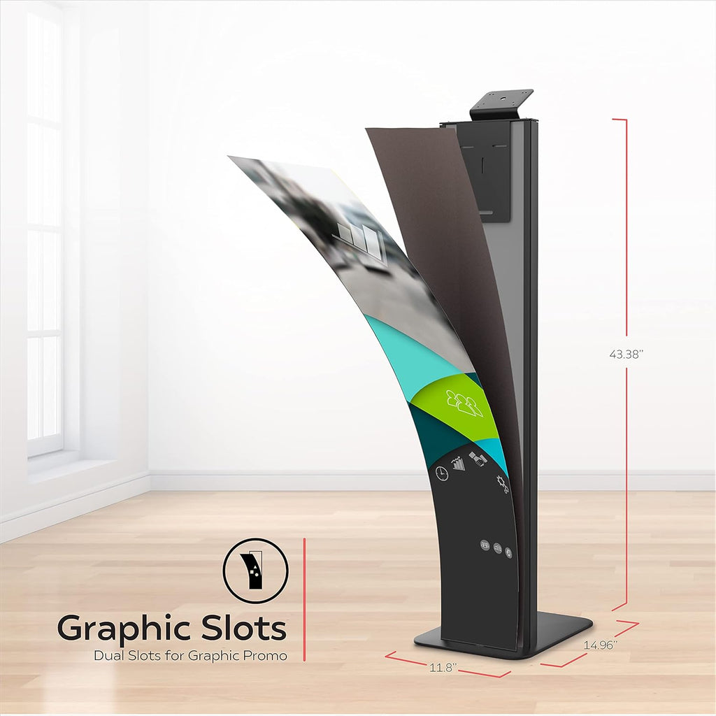 Black Floor Stand with Graphic Slots and VESA Plate L4418