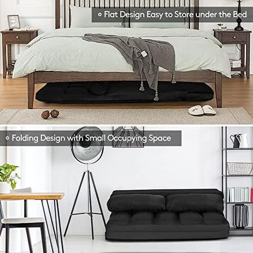 Foldable Floor Sofa with 2 Pillows & Suede Cloth Cover K980