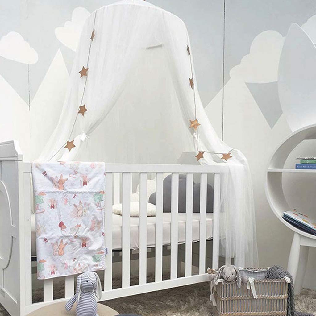 White Princess Bed Canopy Mosquito Net Dome Curtains M3339