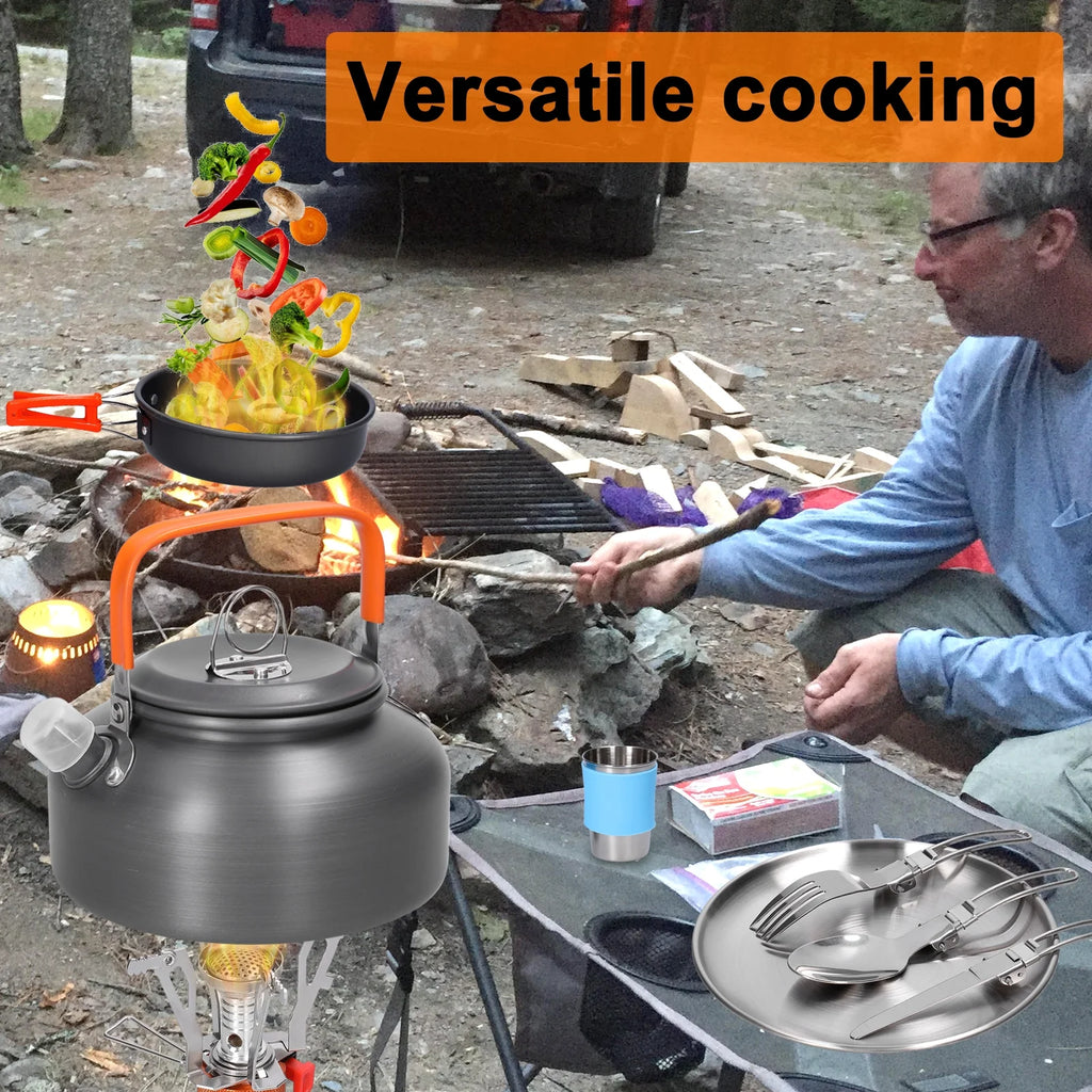 Aluminum Alloy Camping Cookware Set with Pot Frying Pan Kettle Cups N327