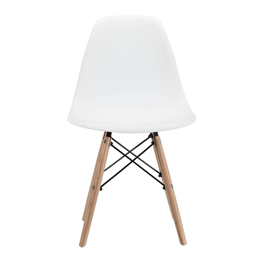 White Side Chair with Natural Wood Legs R20080