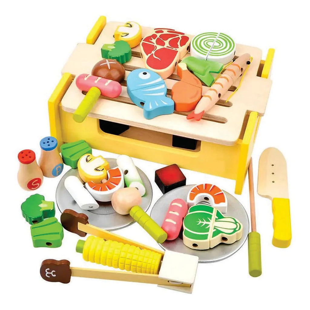 Wooden Grill BBQ Food Set Pretend Play Toy A63495