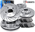 Drilled Slotted Brake Rotors Kit & Semi Met Brake Pads H402782
