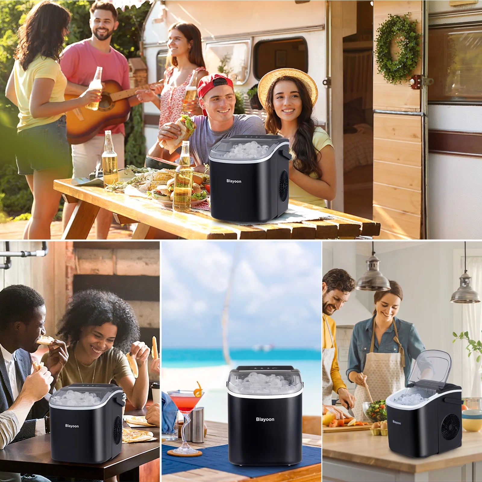 Countertop Ice Maker with Ice Scoop and Basket H9735
