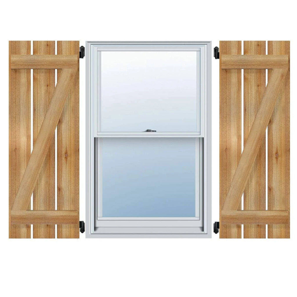 Rough Sawn Western Red Cedar Board-n-Batten Shutters with Z-Bar O510