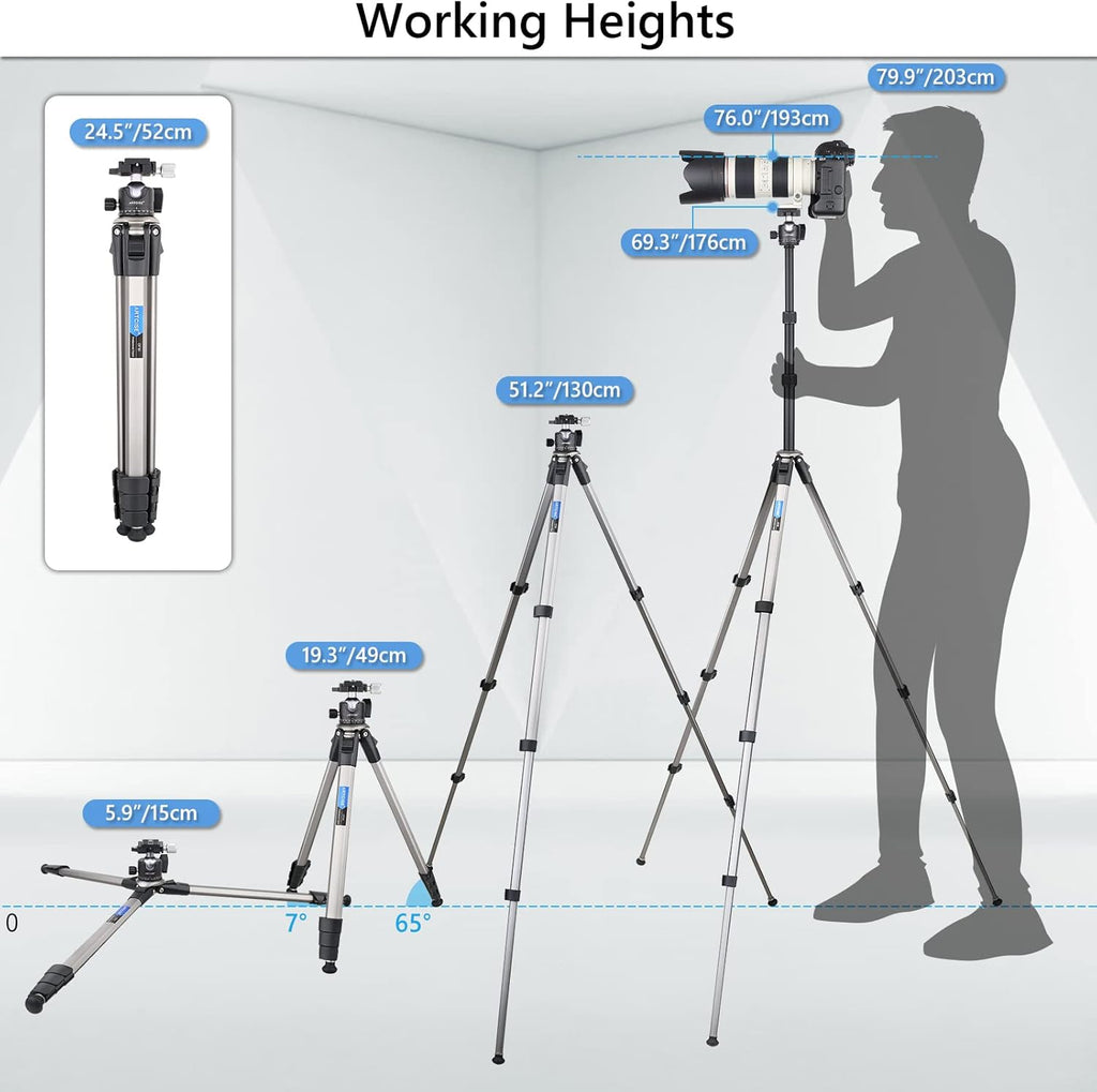 Camera Tripod Ultra Compact with 36MM Low Profile Ball Head, 10kg/22lb Load, Wireless Remote, Pack of 2 D887463