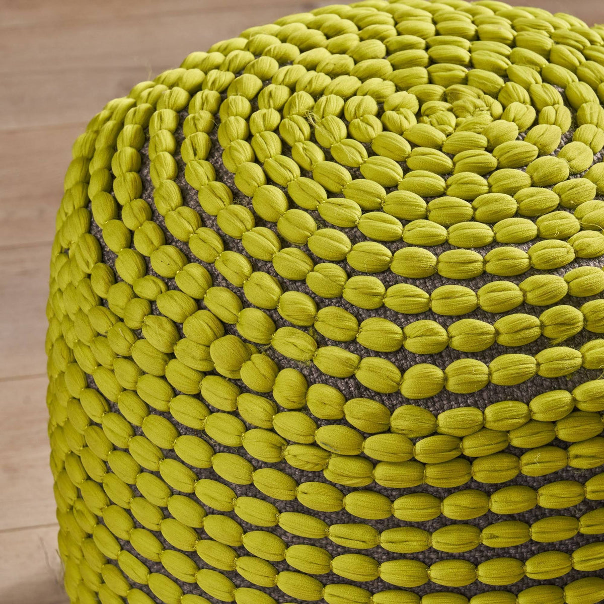 Green Handcrafted Fabric Ottoman Pouf K91908