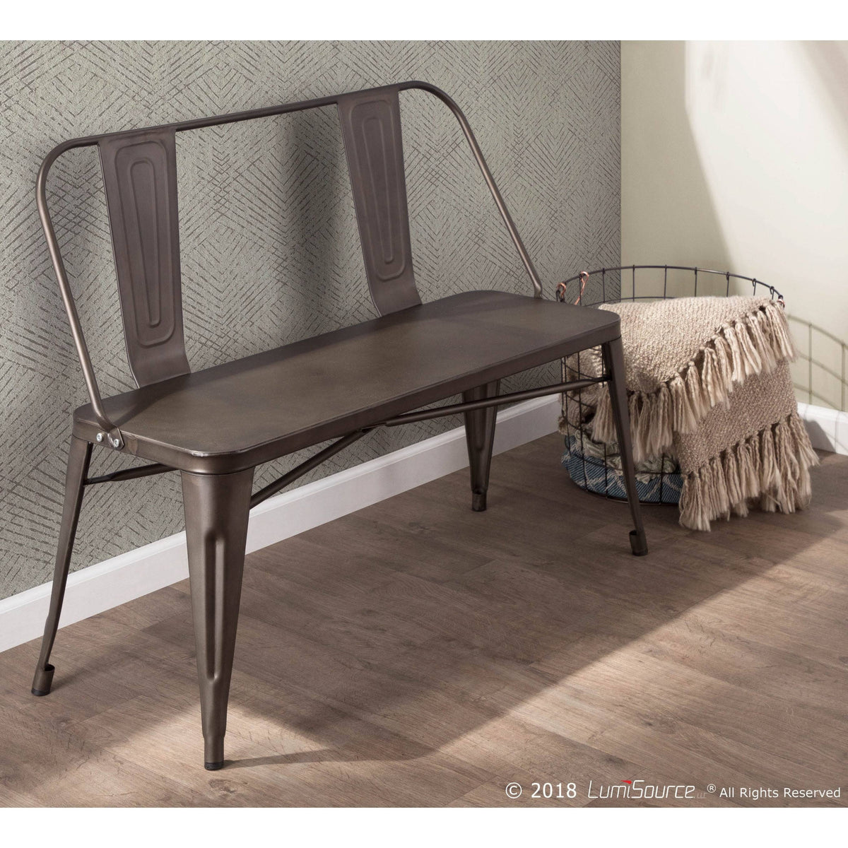 Antique Industrial Metal Bench Q85579