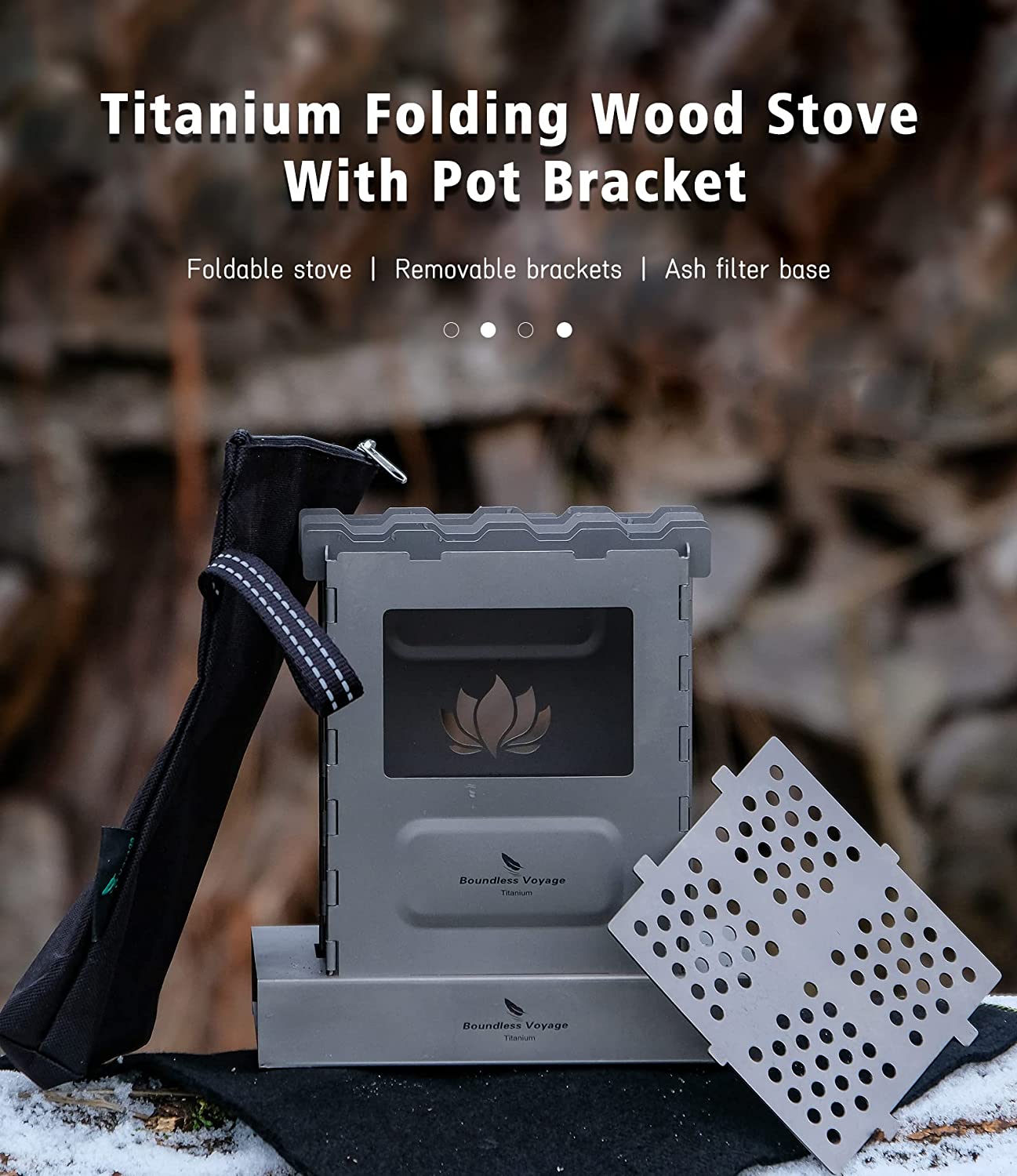 Titanium Folding Wood Stove with Pot Bracket B104