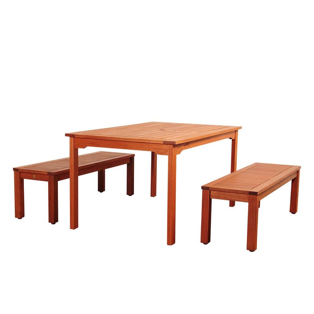 3 Piece Eucalyptus Rectangular Patio Dining Set S545822