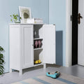 White Free Standing Bathroom Floor Cabinet with Double Doors and Adjustable Shelf K9949