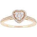 1/4ct TW Diamond 10K Yellow Gold Heart Shaped Cluster Halo Engagement Ring I532311