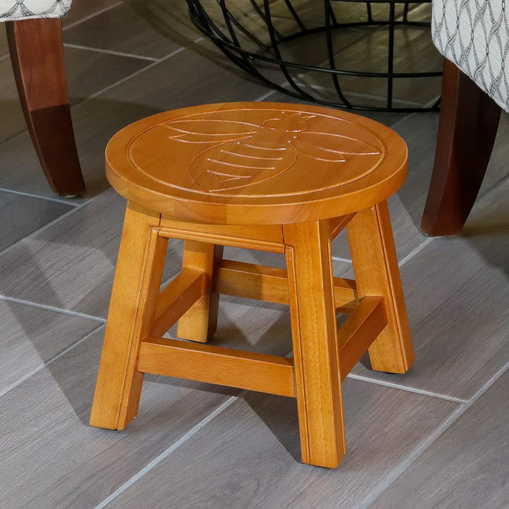Natural Carved Wooden Step Stool W84230
