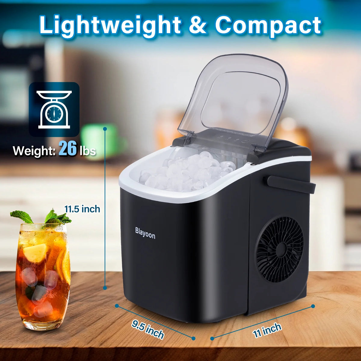 Countertop Ice Maker with Ice Scoop and Basket H9735