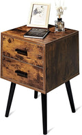 Rustic Brown Wooden Night Stand with 2 Drawers O737