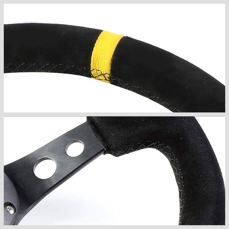 Suede Black Stitch Reinforced Sport Steering Wheel 350mm Y76462