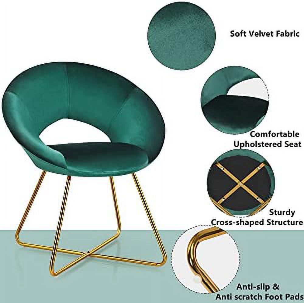 Green Velvet Accent Chair with Metal Legs H71879
