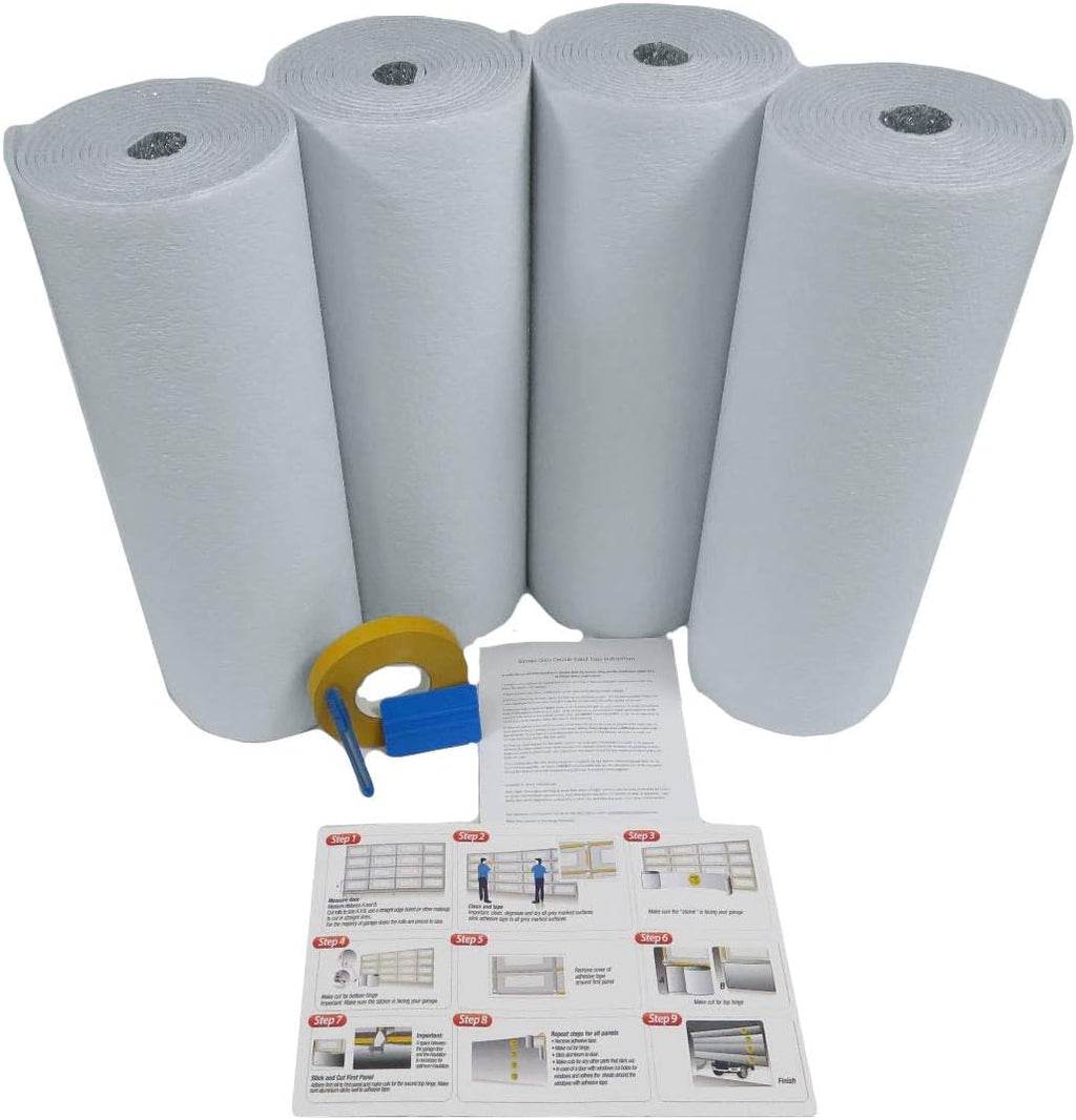 White Pre-cut 16 Section Panel 2 Car Garage Door Insulation Foam Kit X1648
