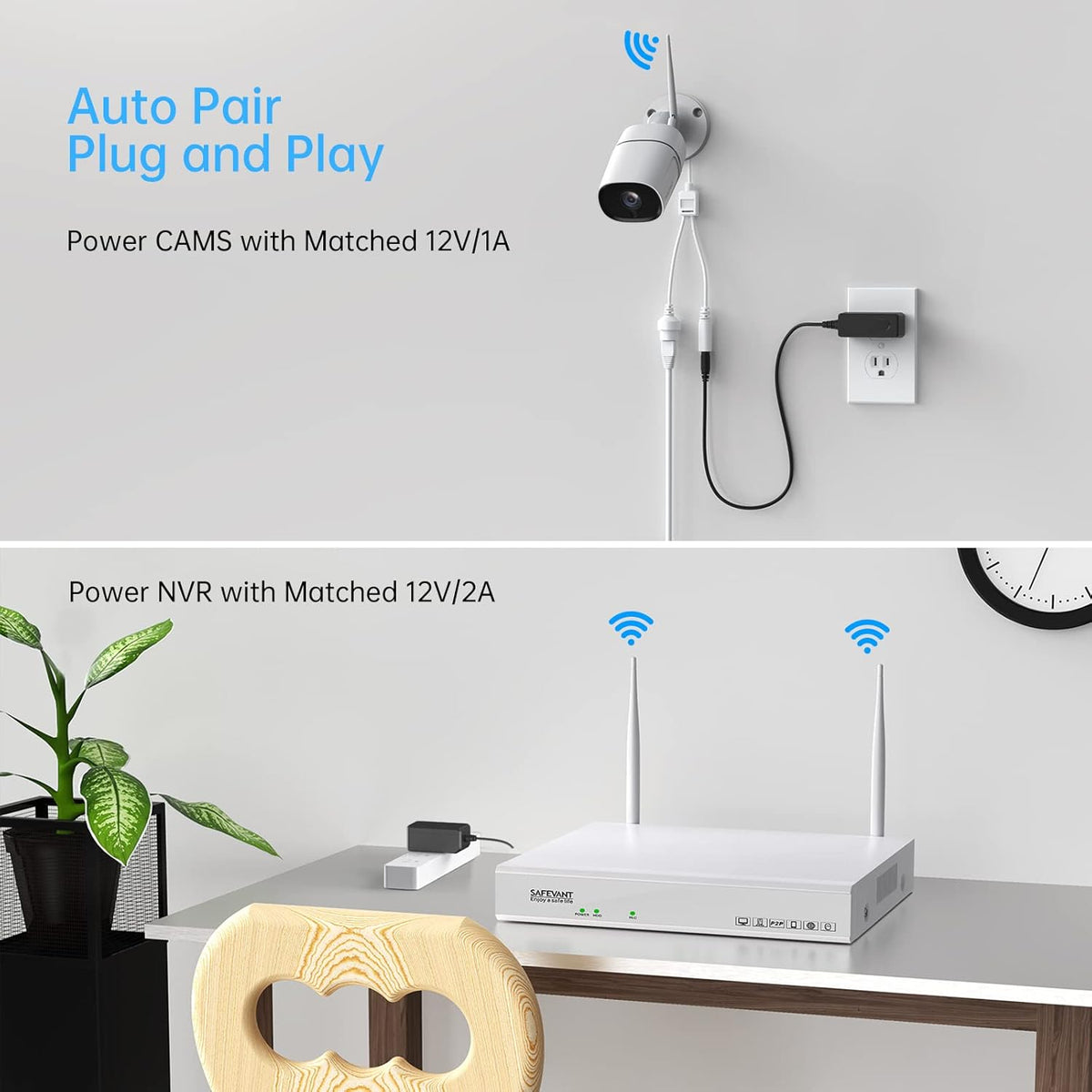 Wireless Security Camera System 2TB Hard Drive 8 Channel NVR 4PCS 3MP Indoor Outdoor IP Cameras with Night Vision Motion Detection P9333