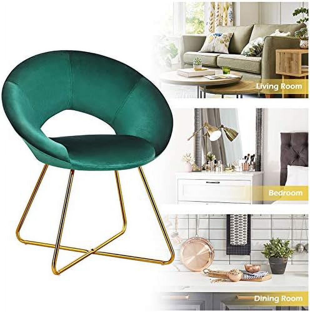 Green Velvet Accent Chair with Metal Legs H71879