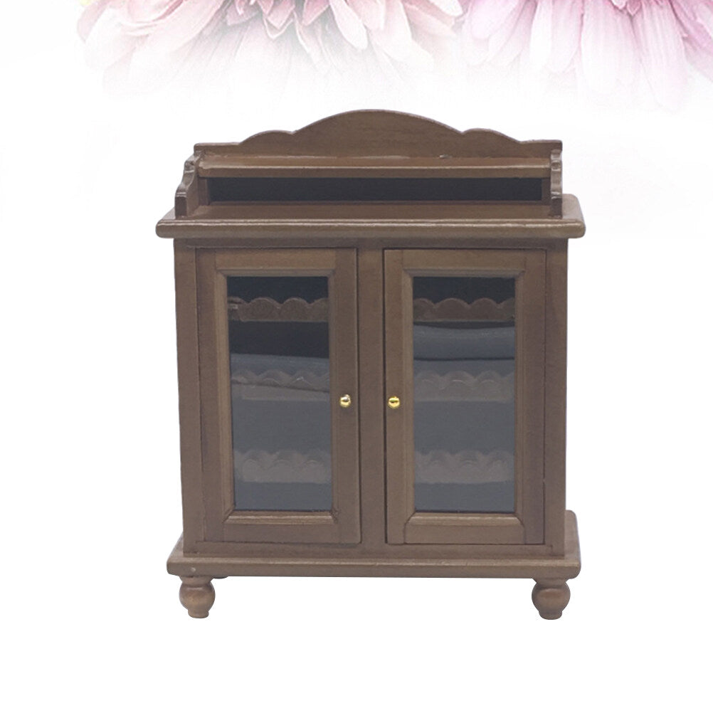 Mini Wooden Wine Cabinet Model (Walnut Color) B513625