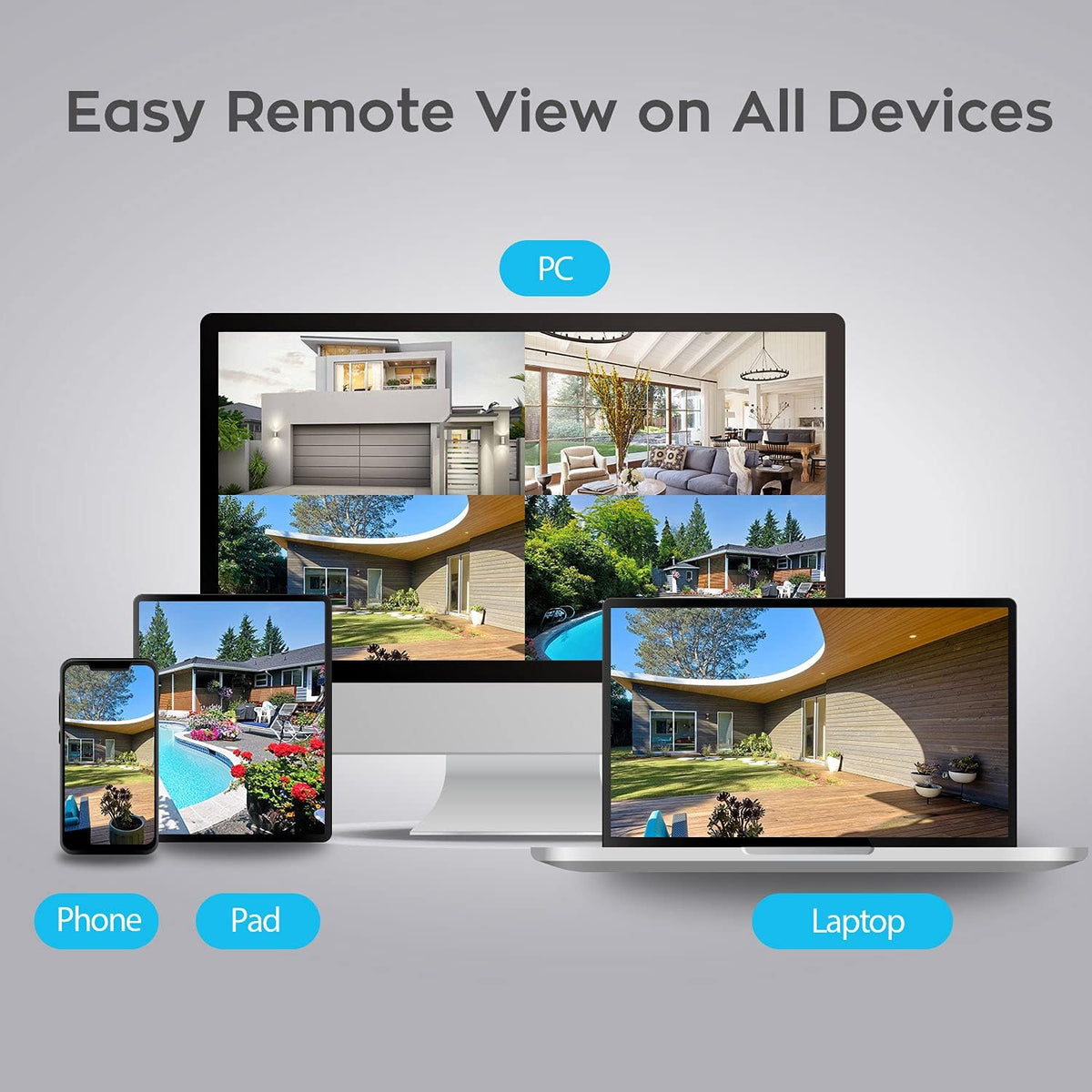 3MP Wireless Home Security Camera System with 4x 3MP Outdoor Cameras M527329