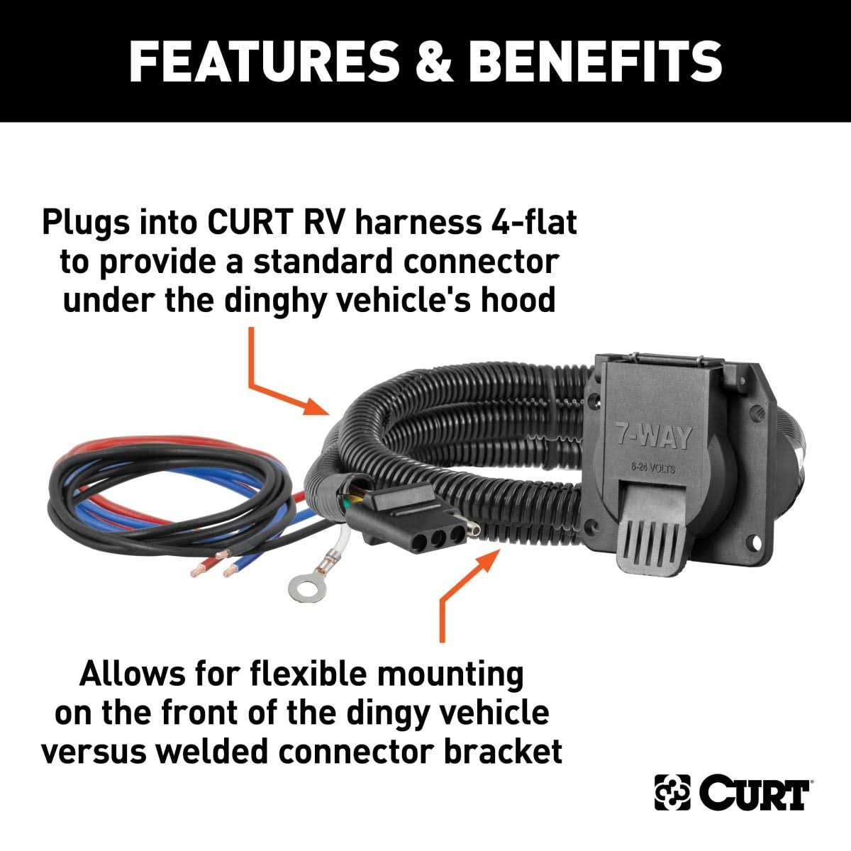 4-Way Flat Vehicle to 7-Way RV Blade Electrical Adapter S53918