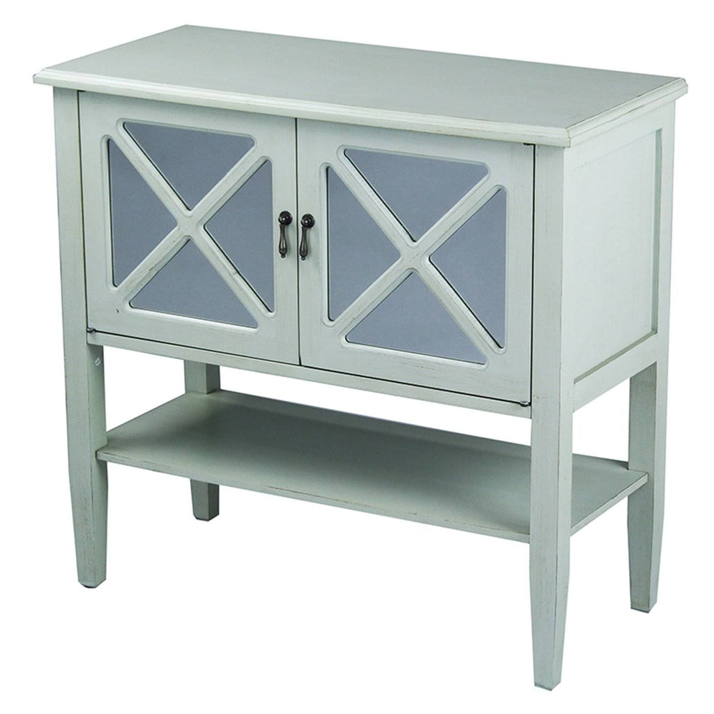 Light Sage Wood Console Cabinet with 2 Doors and Shelf K3176