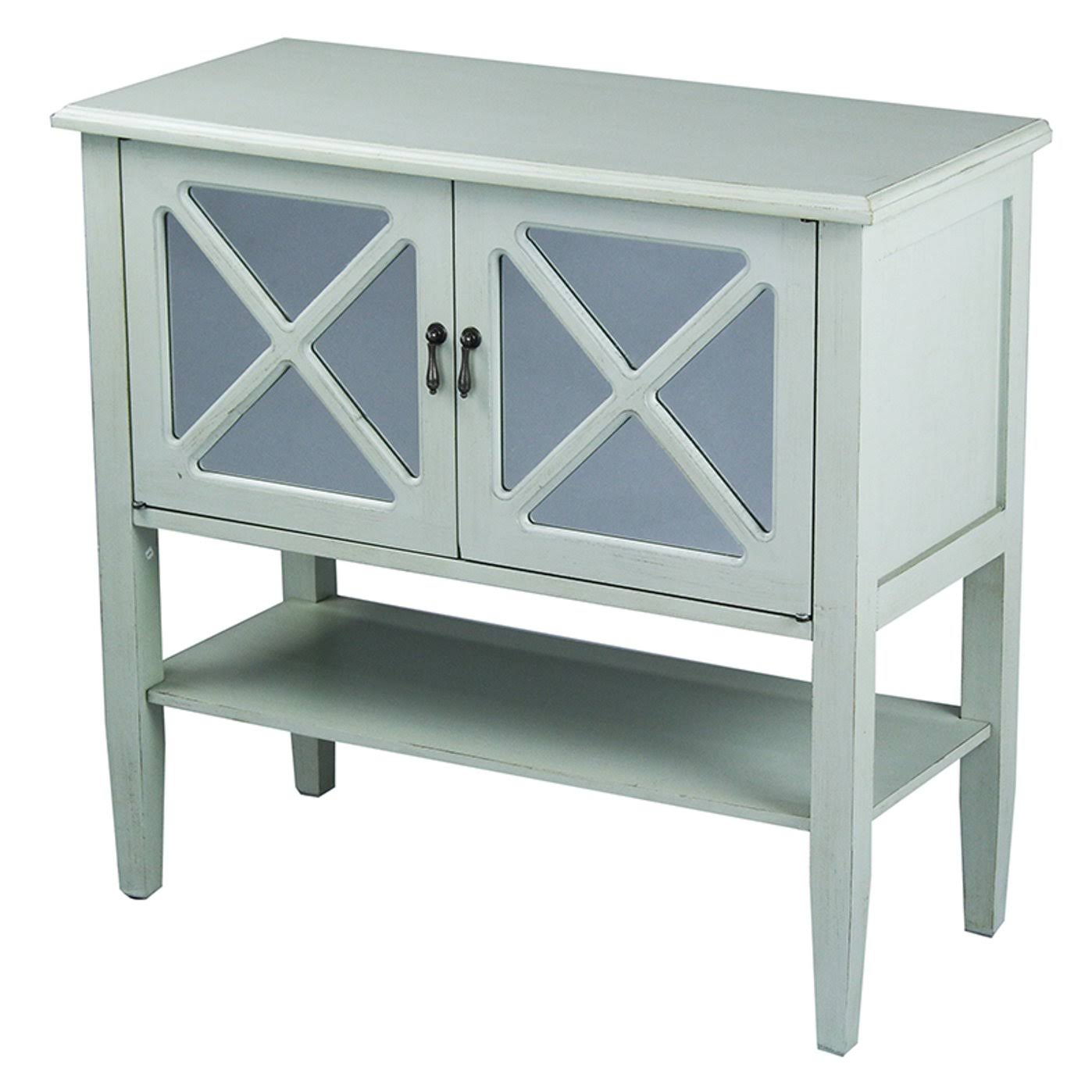 Light Sage Wood Console Cabinet with 2 Doors and Shelf K3176